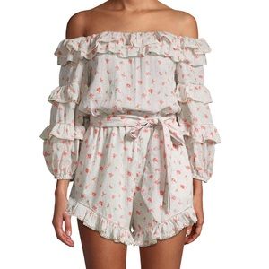 LOVE SAM floral ruffle off the shoulder romper